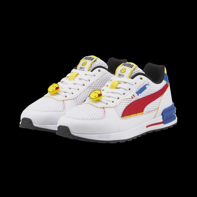 Baskets Puma Canada X Smileyworld Graviton Grands Enfants Blanc-rouge-jaune Vibrant-royal