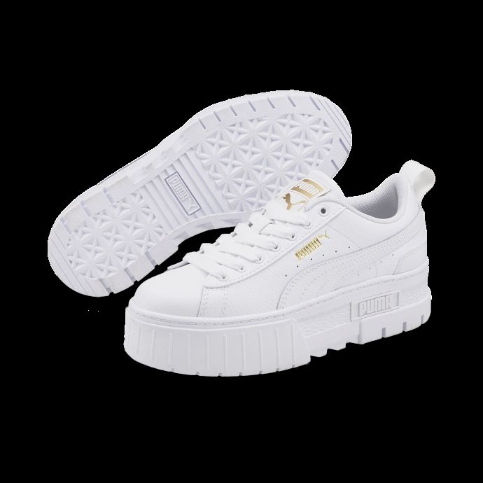 Puma Canada Mayze Baskets En Cuir Grand Enfant Blanc-team Or