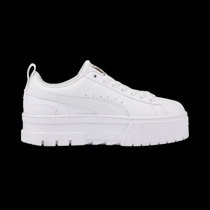 Puma Canada Mayze Baskets En Cuir Grand Enfant Blanc-team Or
