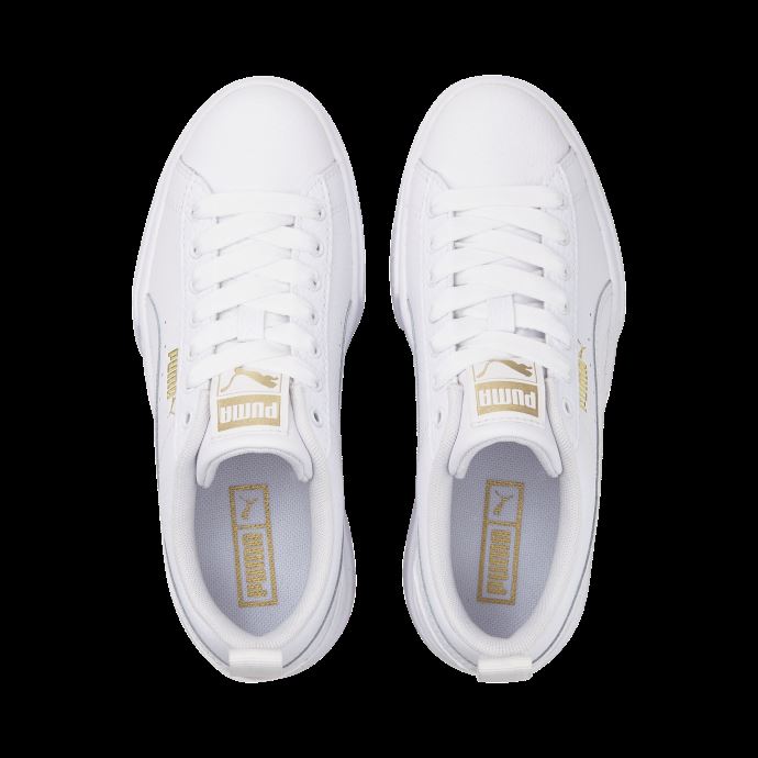 Puma Canada Mayze Baskets En Cuir Grand Enfant Blanc-team Or

