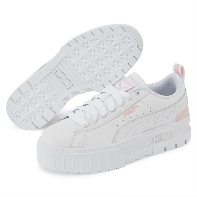 Mayze Baskets En Cuir Pour Jeunes Blanc-blanc-craie Rose Puma Canada