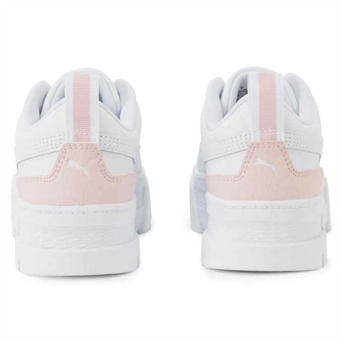 Mayze Baskets En Cuir Pour Jeunes Blanc-blanc-craie Rose Puma Canada

