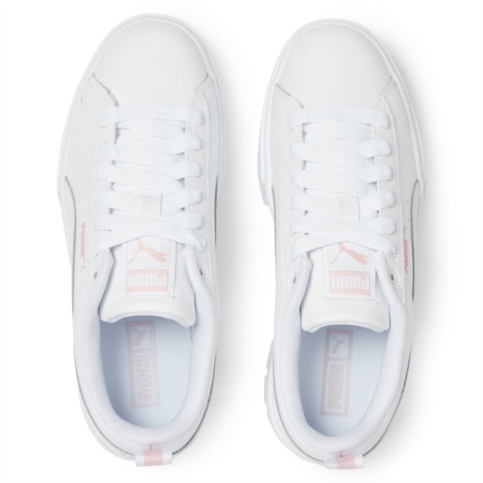 Mayze Baskets En Cuir Pour Jeunes Blanc-blanc-craie Rose Puma Canada
