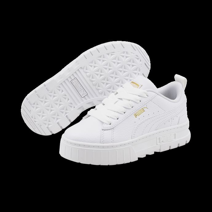 Baskets Puma Canada Mayze En Cuir Blanc-team Gold Pour Enfant