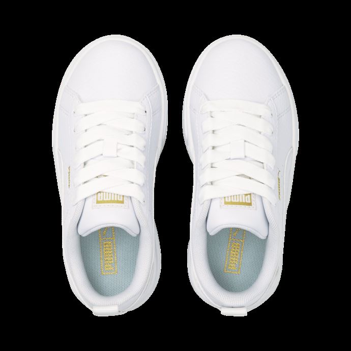 Baskets Puma Canada Mayze En Cuir Blanc-team Gold Pour Enfant
