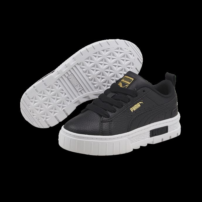 Puma Canada Mayze Cuir Baskets Enfant Noir-team Gold