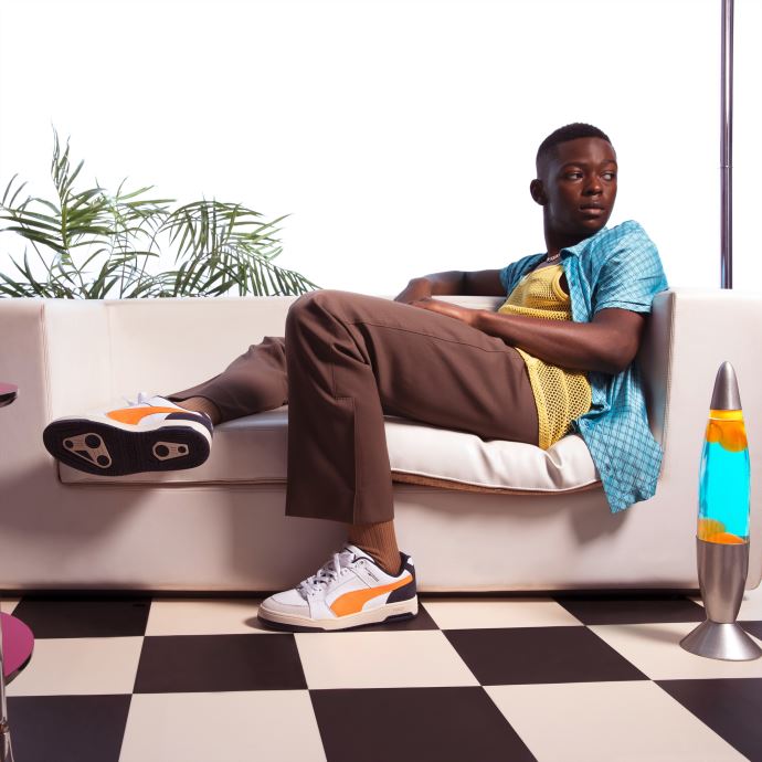 Puma Canada Blanc-vibrant Orange Slipstream Lo Baskets Rétro
