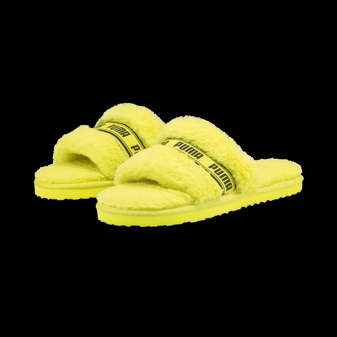 Puma Canada Fluff Slide Chaussures Grand Enfant Jaune Fluo-noir