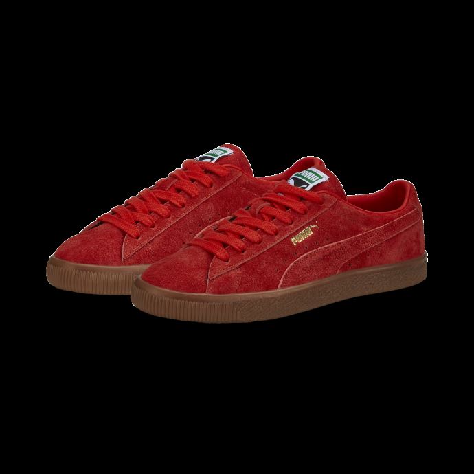 Baskets Vtg En Daim Poilu Vtg Suède Rouge Brûlé Puma Canada