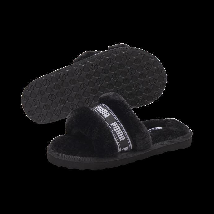 Chaussons Puma Canada Fluff Noir-blanc Pour Petits Enfants