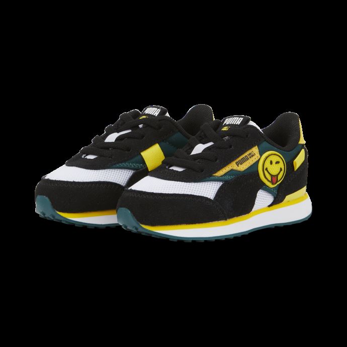 Chaussures Puma Canada X Smileyworld Future Rider Pour Tout-petits Noir-blanc-jaune Vibrant
