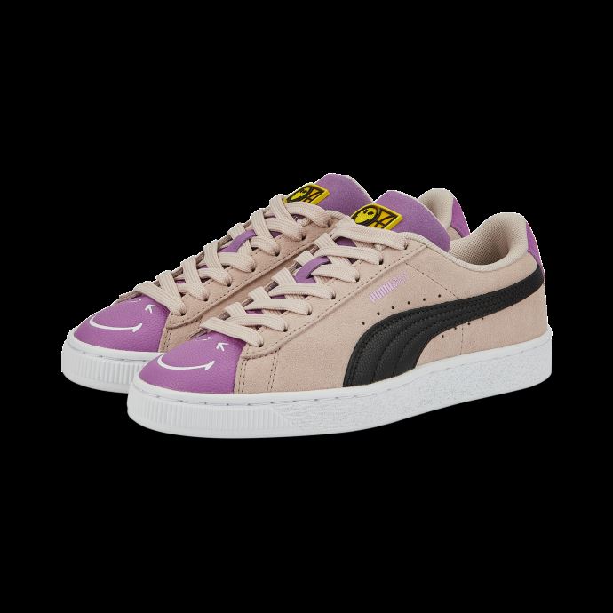 Puma Canada X Smileyworld Daim Grandes Baskets Pour Enfants Rose Quartz-mauve Pop-noir