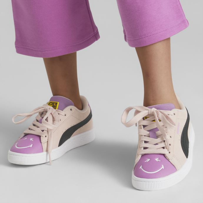 Baskets Puma Canada X Smileyworld En Daim Pour Petits Enfants Rose Quartz-mauve Pop-noir