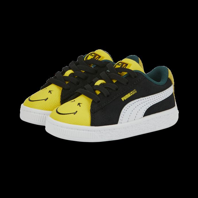 Baskets Puma Canada X Smileyworld En Daim Pour Tout-petits Noir-blanc-jaune Vibrant