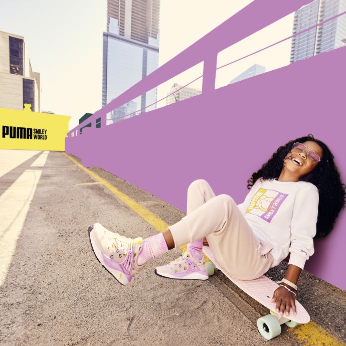 Baskets Puma Canada X Smileyworld Pacer Future Préscolaire Rose Quartz-mauve Pop-jaune
