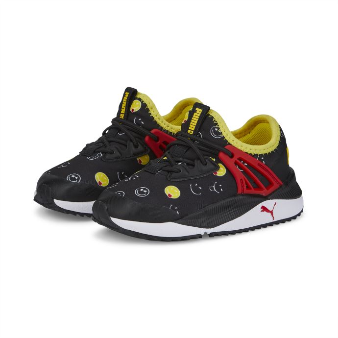 Puma Canada X Smileyworld Pacer Future Baskets Pour Bébé à Fermeture Alternative Noir-rouge-jaune Vibrant