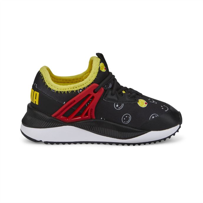 Puma Canada X Smileyworld Pacer Future Baskets Pour Bébé à Fermeture Alternative Noir-rouge-jaune Vibrant
