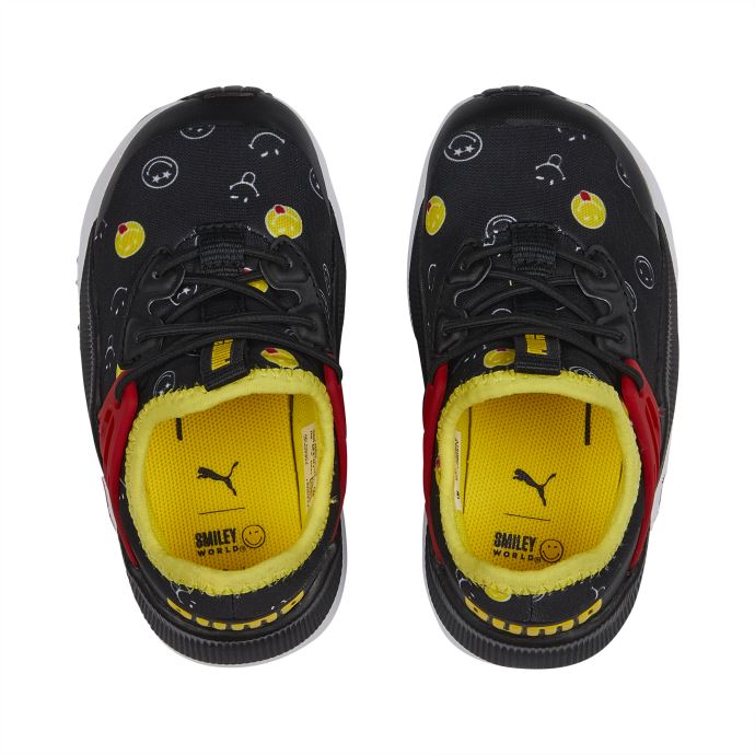 Puma Canada X Smileyworld Pacer Future Baskets Pour Bébé à Fermeture Alternative Noir-rouge-jaune Vibrant
