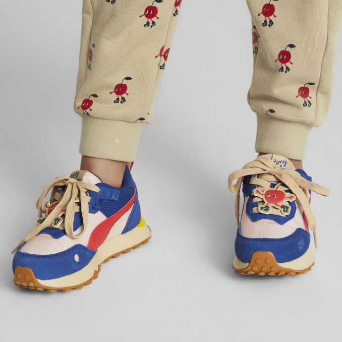 Puma Canada X Tiny Cottons Rider Fv Chaussures Pour Petits Enfants Quartz Rose-rouge Coquelicot