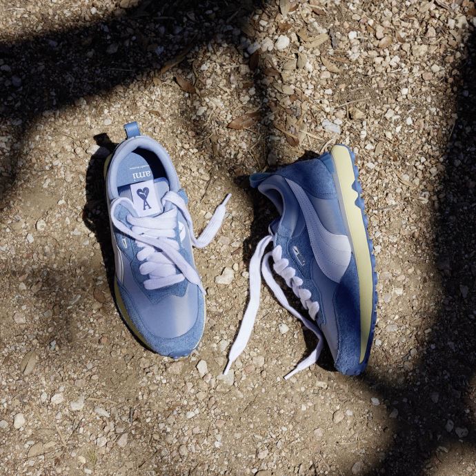 Puma Canada X Ami Baskets Rider Fv En Denim Blanc Stellaire Délavé
