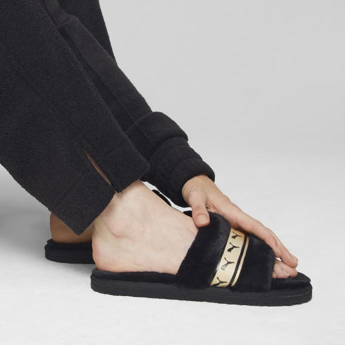 Tongs Métalliques Black-team Gold Fluff Remix Pour Femmes Puma Canada