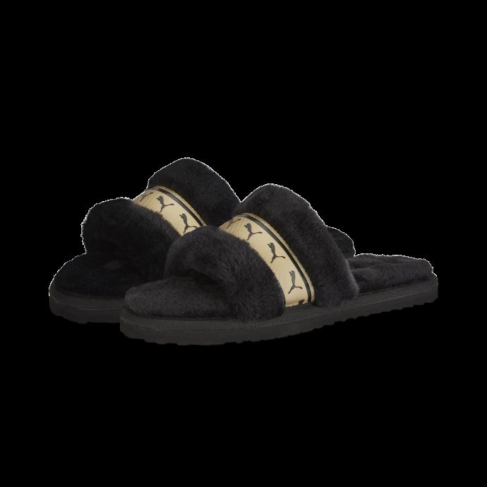 Tongs Métalliques Black-team Gold Fluff Remix Femmes Puma Canada
