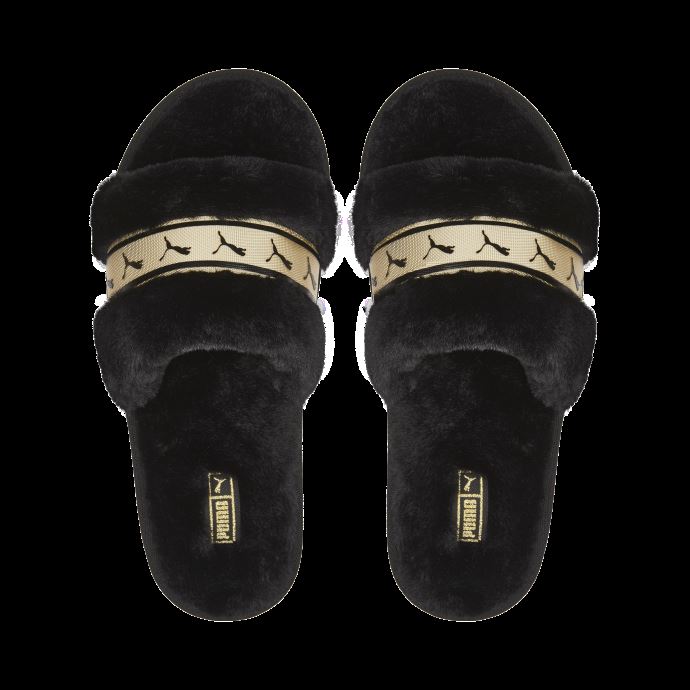 Tongs Métalliques Black-team Gold Fluff Remix Femmes Puma Canada
