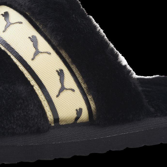 Tongs Métalliques Black-team Gold Fluff Remix Femmes Puma Canada
