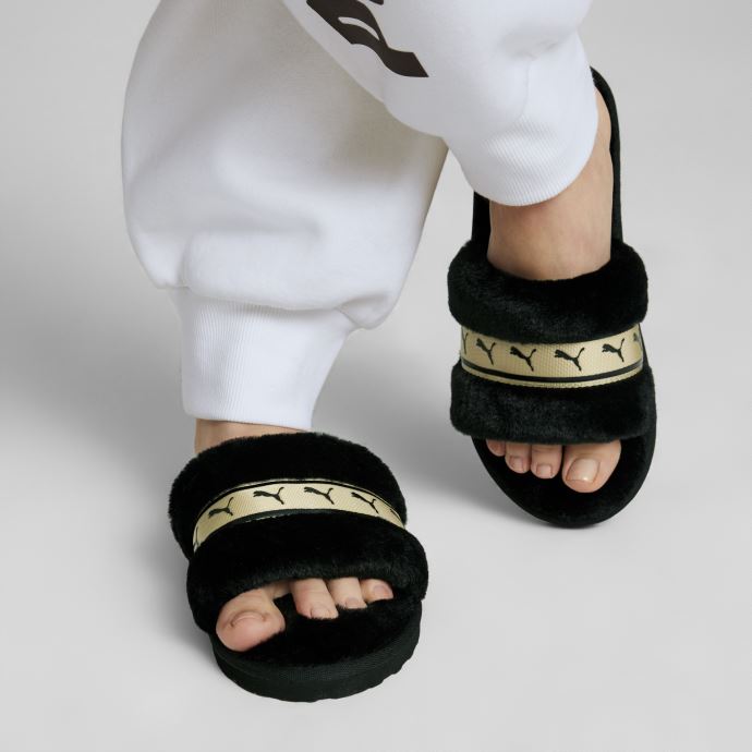 Fluff Remix Metallic Bx Slides Femme Puma Canada Black-team Gold
