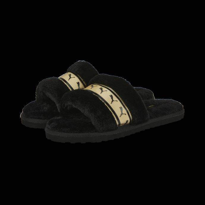 Fluff Remix Metallic Bx Slides Femme Puma Canada Black-team Gold
