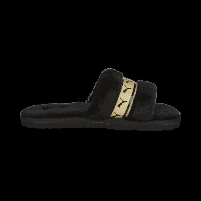 Fluff Remix Metallic Bx Slides Femme Puma Canada Black-team Gold
