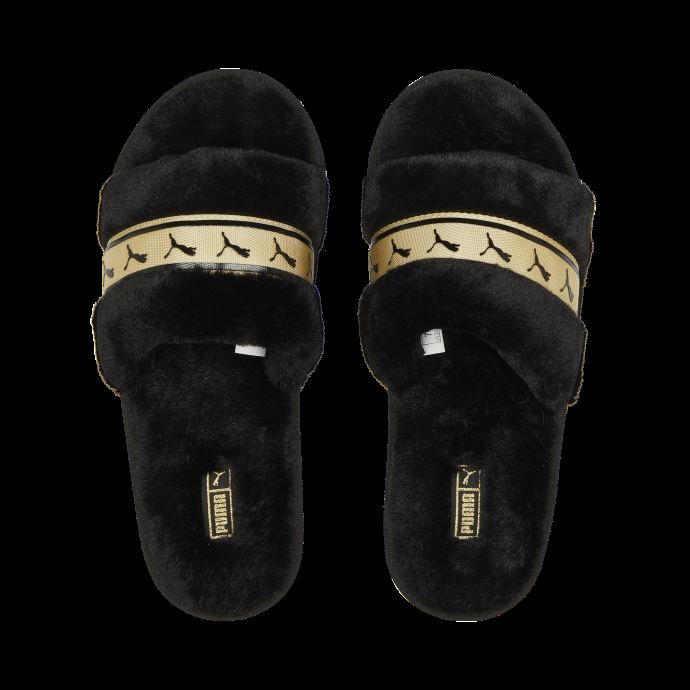 Fluff Remix Metallic Bx Slides Femme Puma Canada Black-team Gold
