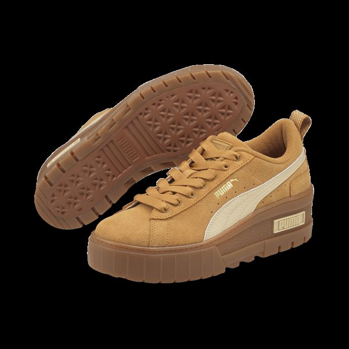 Baskets Puma Canada Desert Tan Mayze Compensées En Suède Pour Femmes
