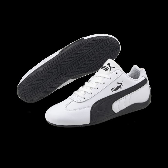 Puma Canada Speedcat Shield Chaussures De Conduite En Cuir Blanc-blanc-noir
