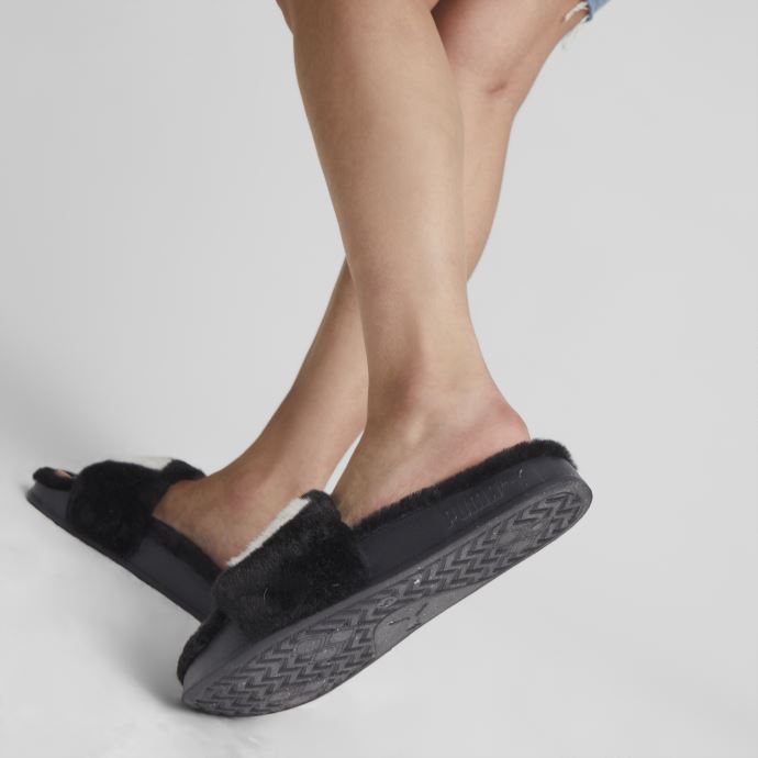 Claquettes Pour Femmes Leadcat 2.0 Fuzz Puma Canada Noir-blanc