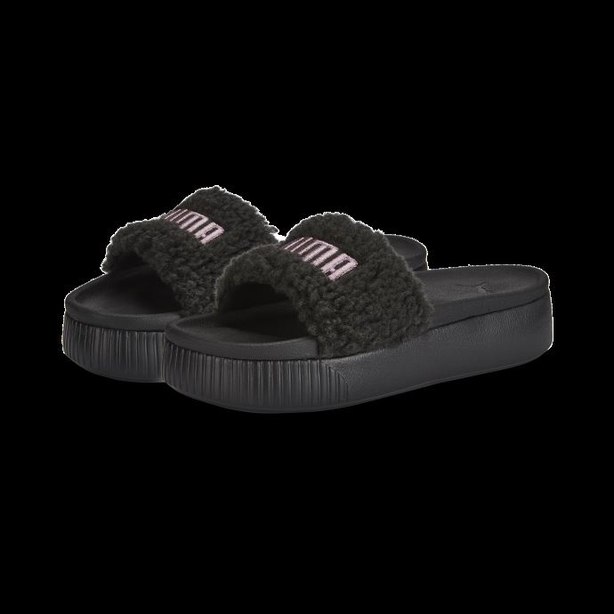 Puma Canada Sandales Sherpa à Plateforme Femmes Noir-or Rose
