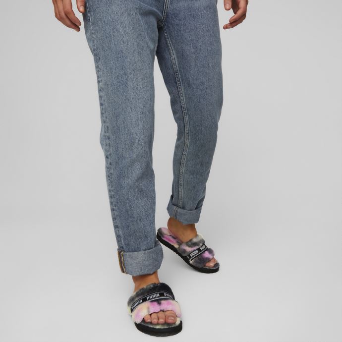 Chaussons Femme Puma Canada Fluff Tie-dye Noir-blanc