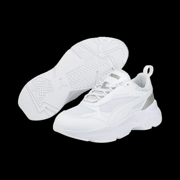 Baskets Cassia En Détresse Femmes Blanc-blanc-argent Puma Canada