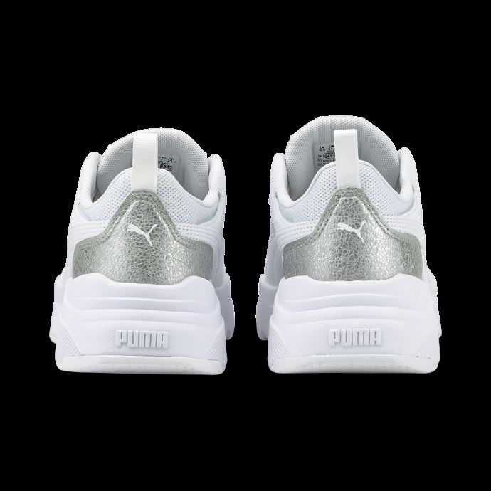 Baskets Cassia En Détresse Femmes Blanc-blanc-argent Puma Canada
