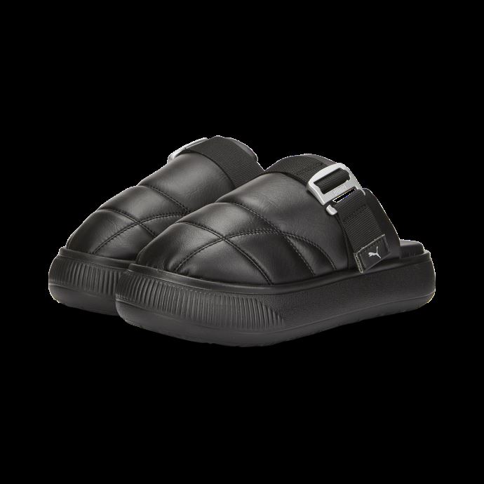 Puma Canada Mules En Cuir Pour Femmes Mayu En Daim Noir-noir-argent