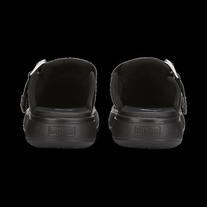 Puma Canada Mules En Cuir Pour Femmes Mayu En Daim Noir-noir-argent
