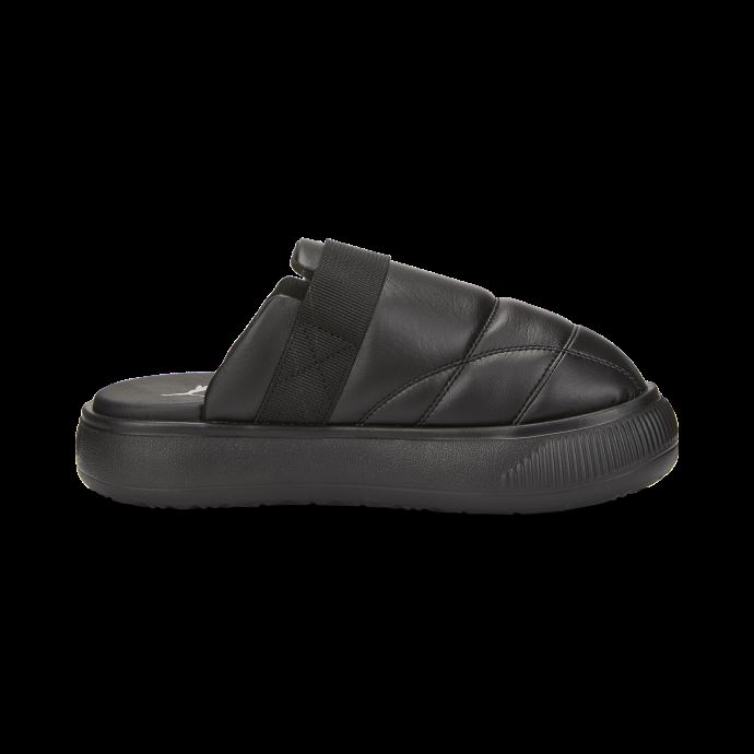 Puma Canada Mules En Cuir Pour Femmes Mayu En Daim Noir-noir-argent
