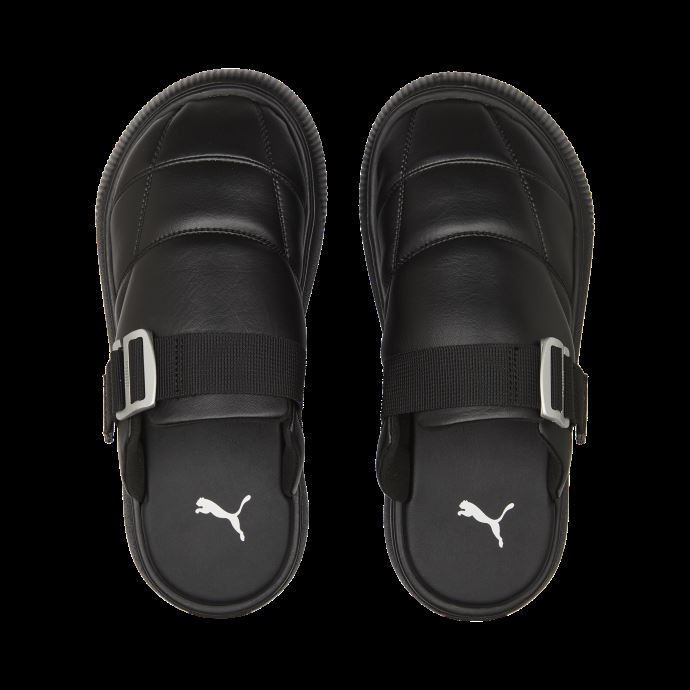 Puma Canada Mules En Cuir Pour Femmes Mayu En Daim Noir-noir-argent
