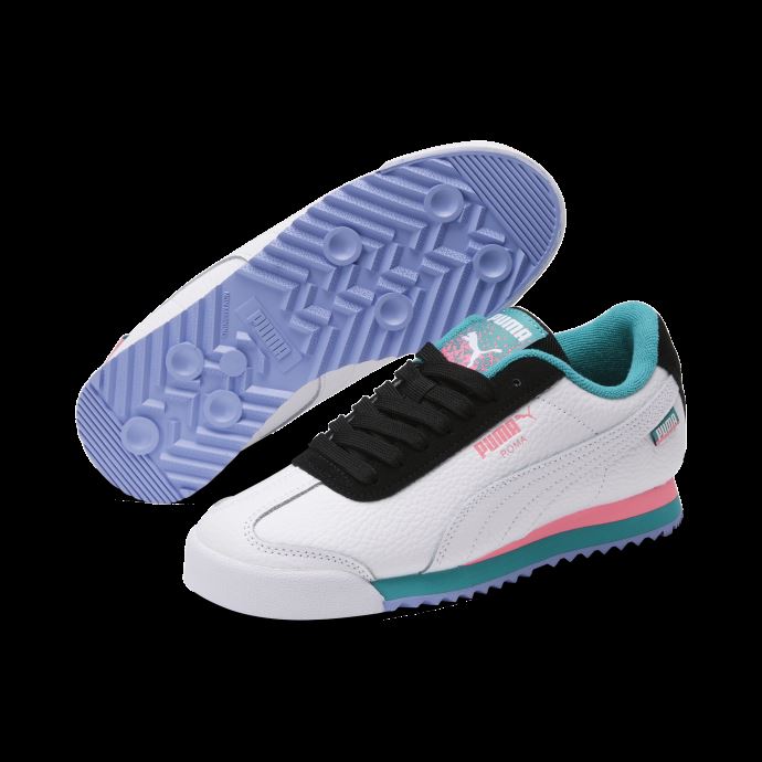 Baskets Roma Basic Fandom Big Kids Puma Canada Blanc-noir-sunset Glow-aqua