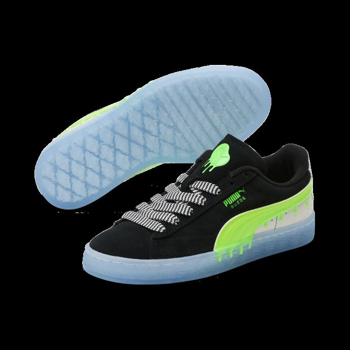 Baskets Puma Canada Slime En Daim Noir-vert Lime Pour Grands Enfants