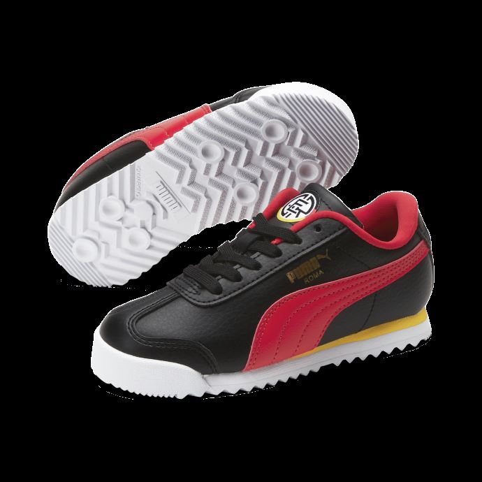 Puma Canada Roma Country Chaussures Pour Petits Enfants Noir-haut Risque Rouge-équipe Or