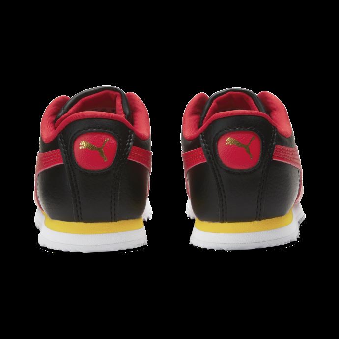 Puma Canada Roma Country Chaussures Pour Petits Enfants Noir-haut Risque Rouge-équipe Or

