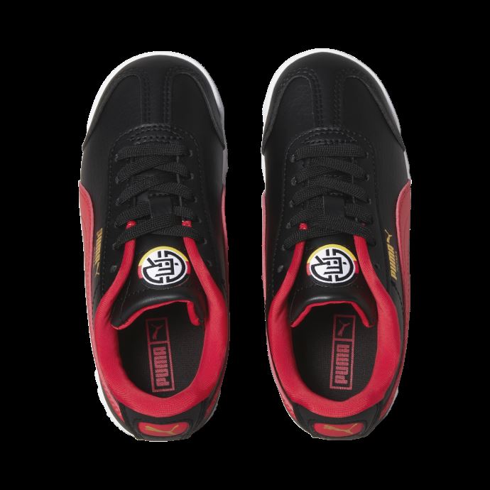 Puma Canada Roma Country Chaussures Pour Petits Enfants Noir-haut Risque Rouge-équipe Or
