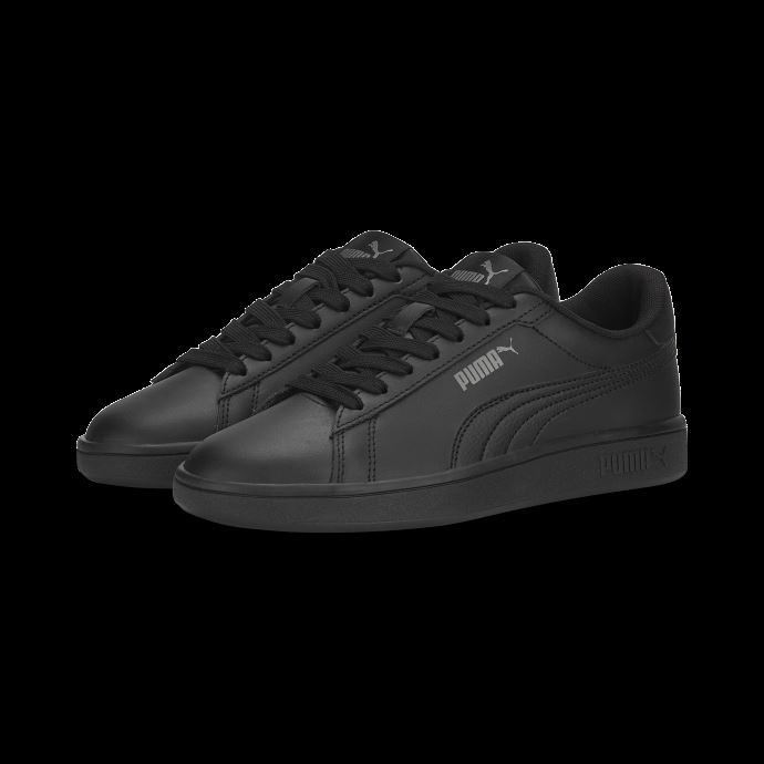 Baskets En Cuir Smash 3.0 Noir-gris Ombre Jeune Puma Canada
