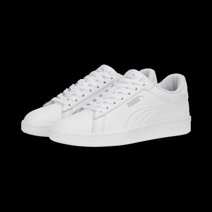 Baskets En Cuir Smash 3.0 Jeunesse Puma Canada Blanc-cool Gris Clair